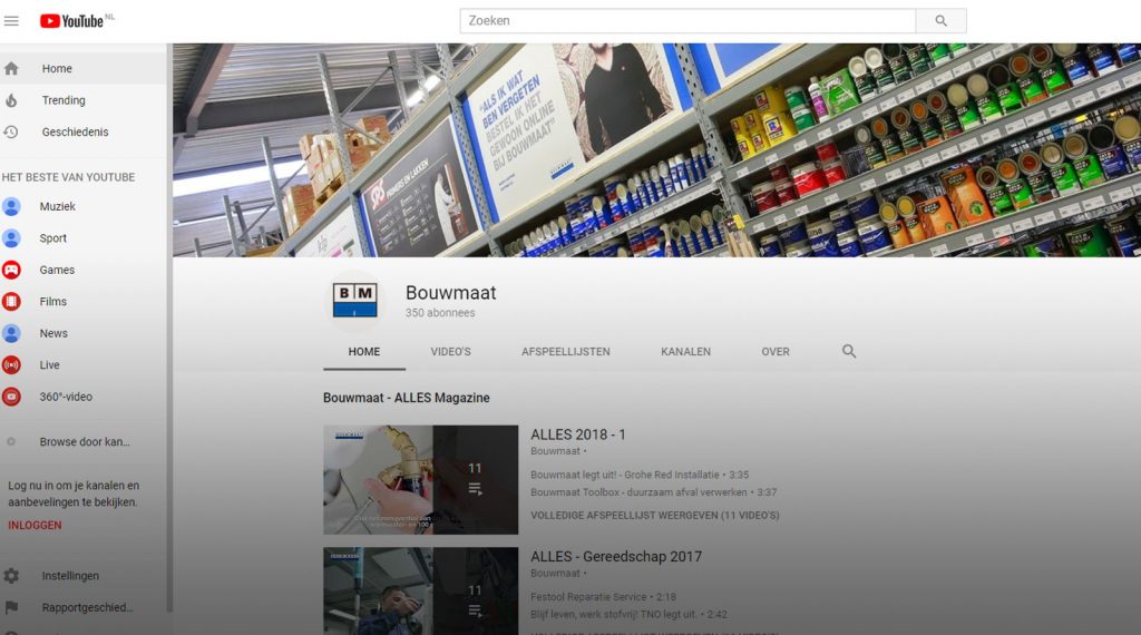 Bouwmaat op Youtube